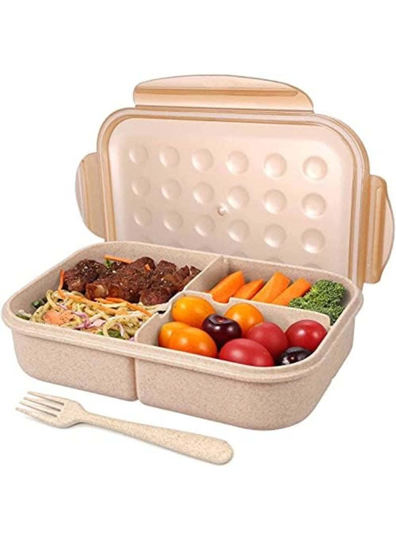 Luckam Bento Box for Adults Lunch Containers for Kids 3 Compartment Lunch Box Food Containers Leak Proof Microwave Safe - Image 1