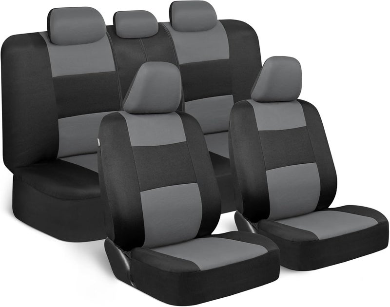 BDK Combo Car Seat Covers and Auto Carpet Floor Mats Set - Gray Accent - Image 3