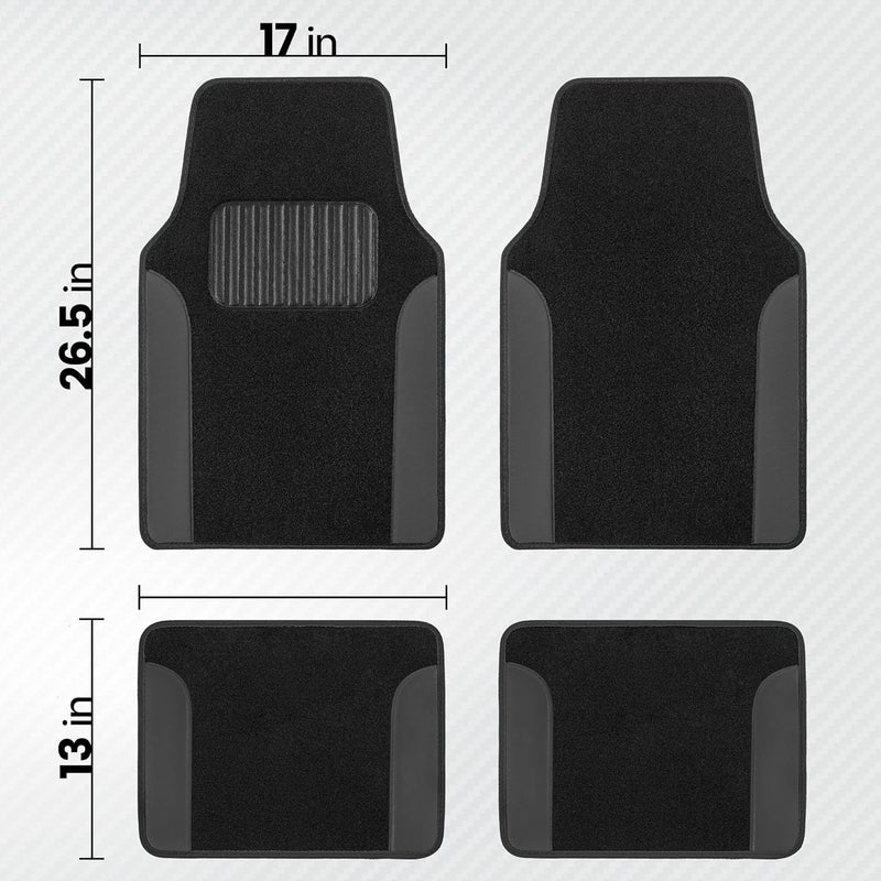 BDK Combo Car Seat Covers and Auto Carpet Floor Mats Set - Gray Accent - Image 2