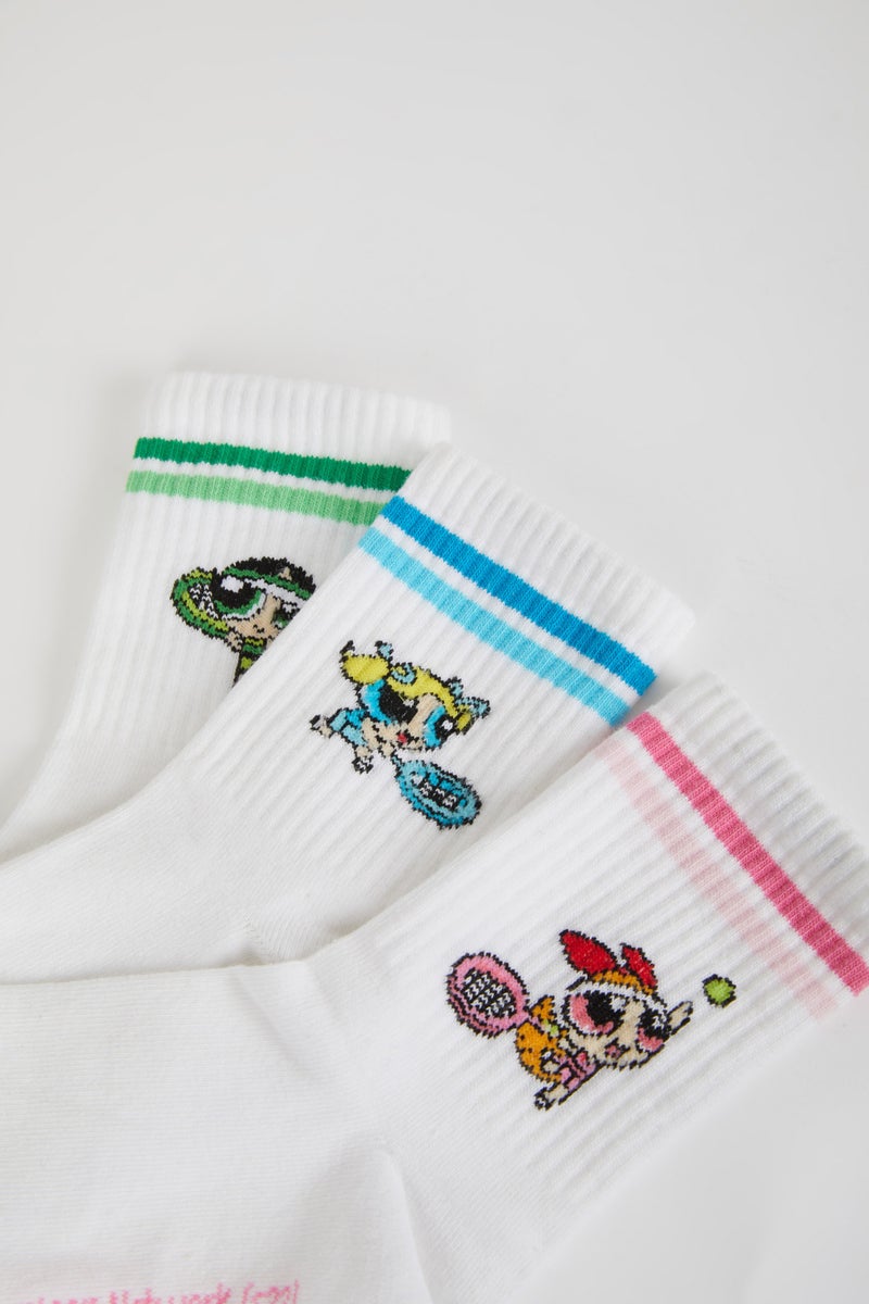 DeFacto Multicolour Woman Women PowerPuff Girls 3 Pack Cotton Short Socks Casual - Image 5