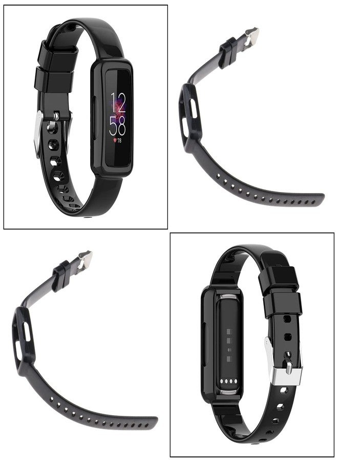 سينج إف إل تي دي سوار ساعة متوافق مع ساعات Fitbit Luxe/Inspire/Inspire HR/Inspire 2/Ace 2/Ace 3 الذكية، سوار بديل من مادة TPU، أسود اللون - Image 3