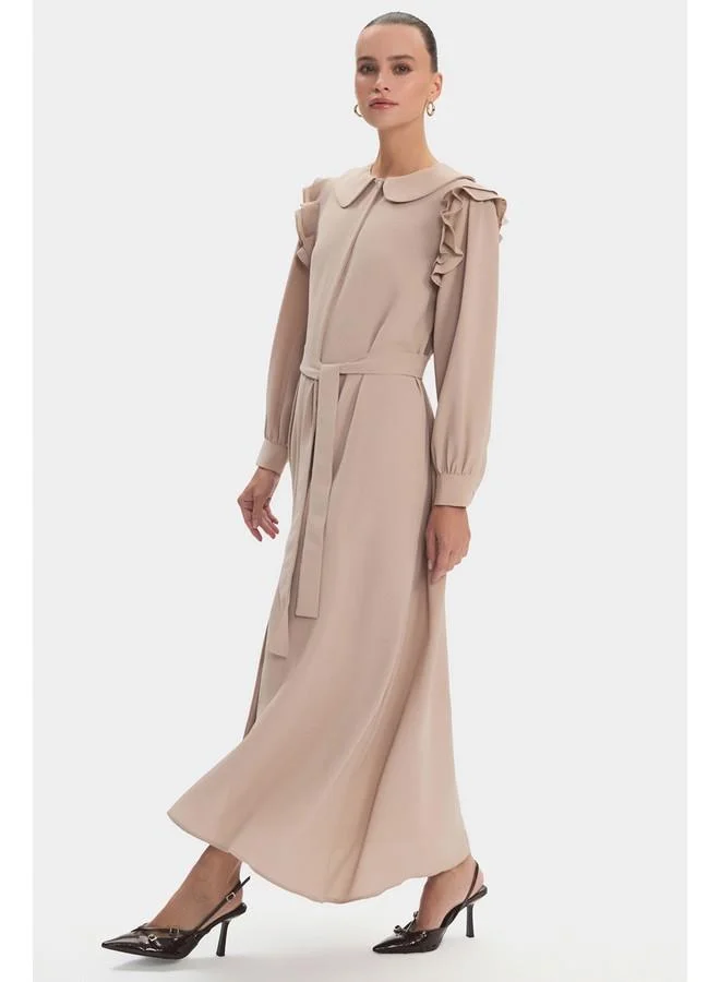 JUNE Ruffled Collar Maxi Dress