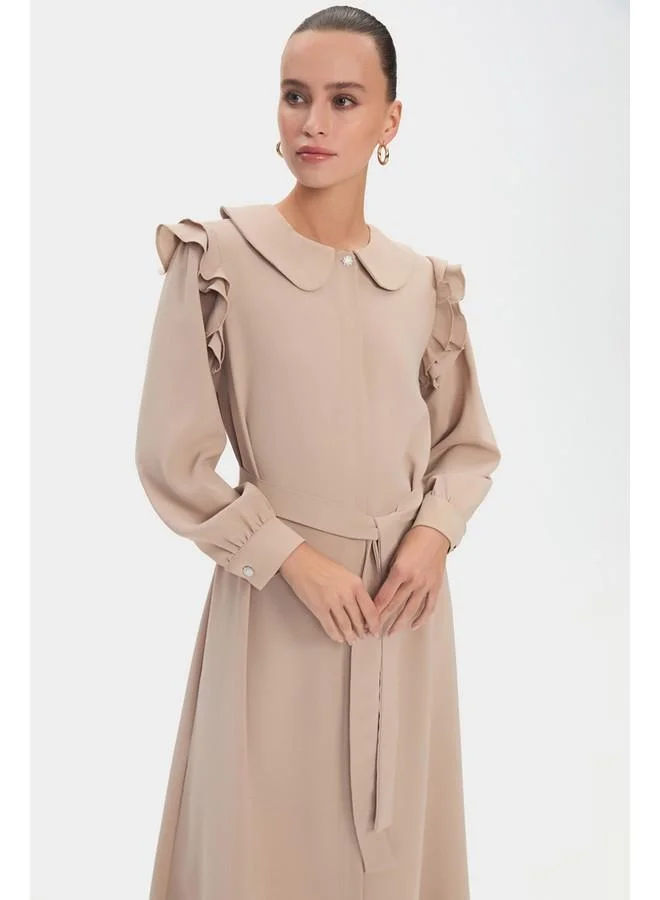 JUNE Ruffled Collar Maxi Dress
