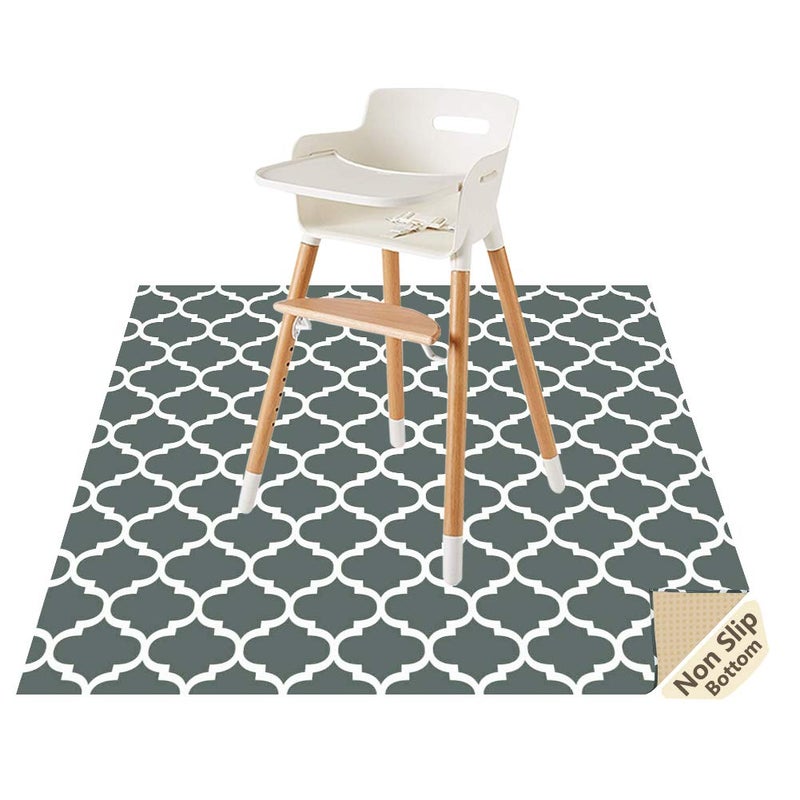 CLCROBD Splat Mat for Under High Chair/Arts/Crafts by CLCROBD, 51" Baby Anti-Slip Food Splash and Spill Mat for Eating Mess, Waterproof Floor Protector and Table Cloth (Lattice) - Image 1