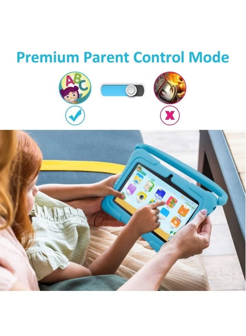 تابلت أندرويد للأطفال بحجم 7 بوصات للدراسة والتعليم، 1 جيجابايت رام 16 جيجابايت روم واي فاي 1024*600 أجهزة تابلت للأطفال مع غلاف سيليكون (أزرق) - Image 4