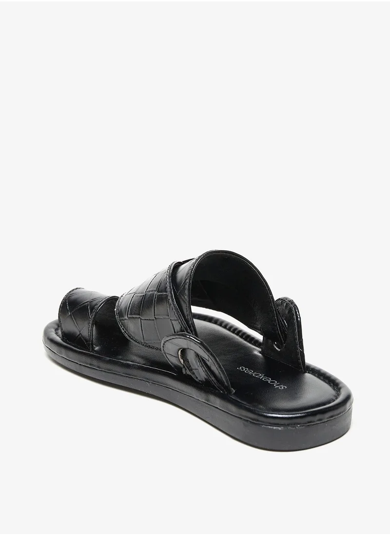 شو اكسبرس Textured Slip On Arabic Sandals with Toe Loop Detail