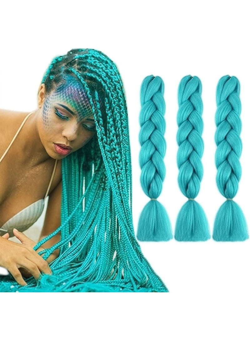 Light Turquoise Aqua Kanekalon Braiding Hair Extensions for Box Braids & Afro Styles - 60cm Long - Professional Synthetic Hair - Image 1