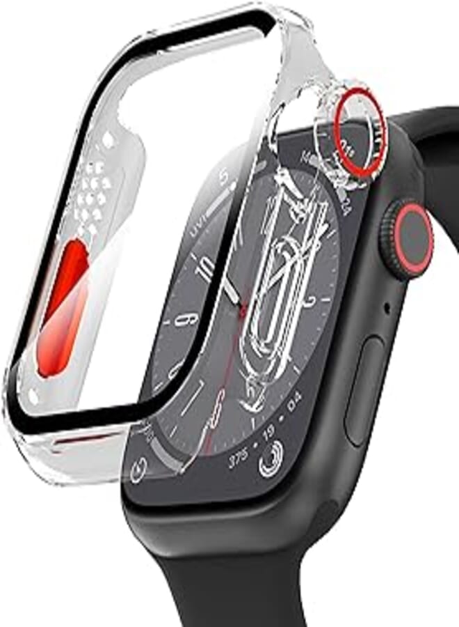 Diruite Case for Apple Watch Series 8/7/6/5/4/SE 2/SE Protective Case, Unique Design Ultra Thin PC Protective Case for Apple Watch 45 mm 44 mm 41 mm 40 mm Glass Screen Protector