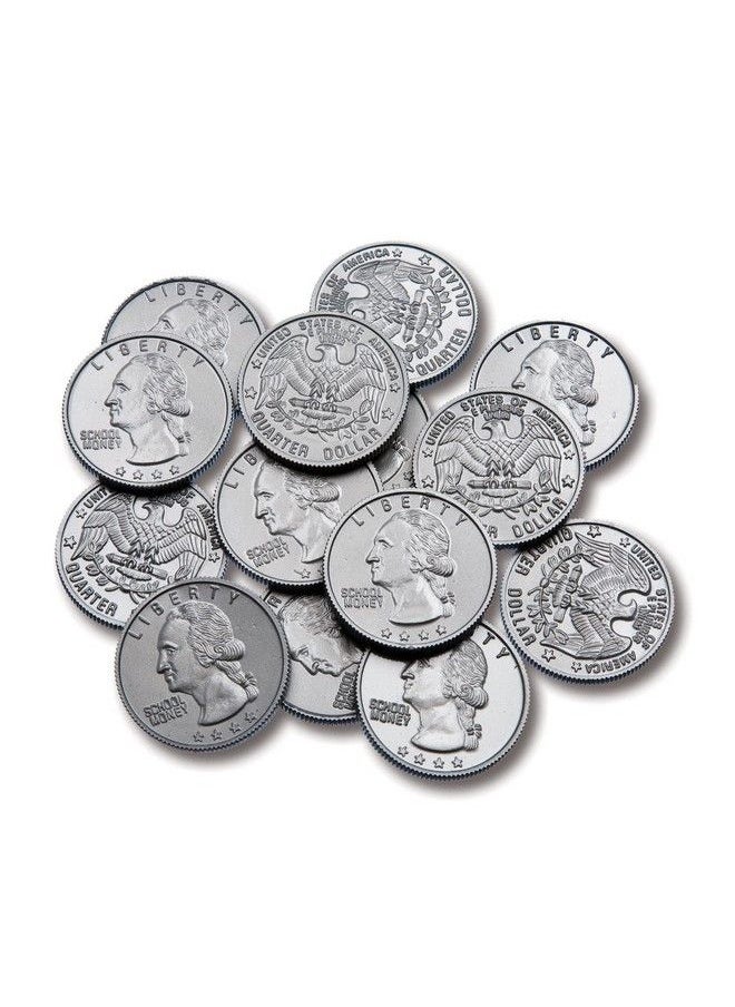 Learning Advantage - Play Quarters Set Of 100 Plastic Coins Designed And Sized Like Real Us Currency Teach Money Math With This Pretend Play Resource - Image 1