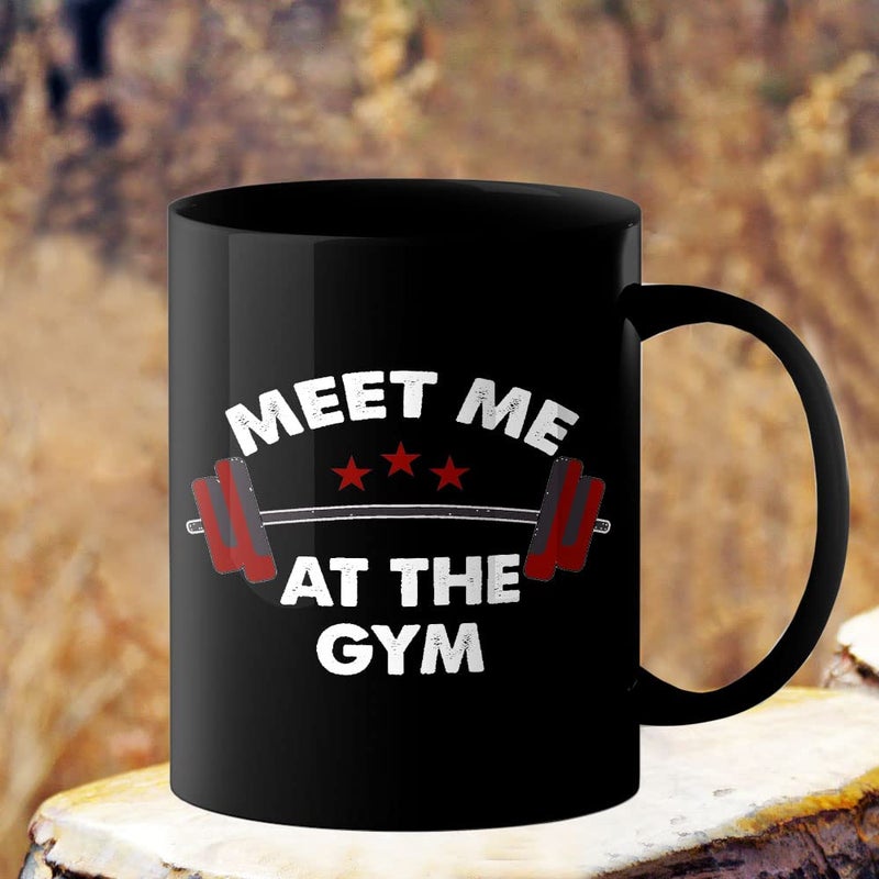 YaaNaa Printed Coffee Mug Gym Design Meet Me at The Gym Gifts for Gym Lovers Fitness Enthusiast Gifts for Coach Office Desk Gift for Mens for Body Builders R2216BP - Image 3