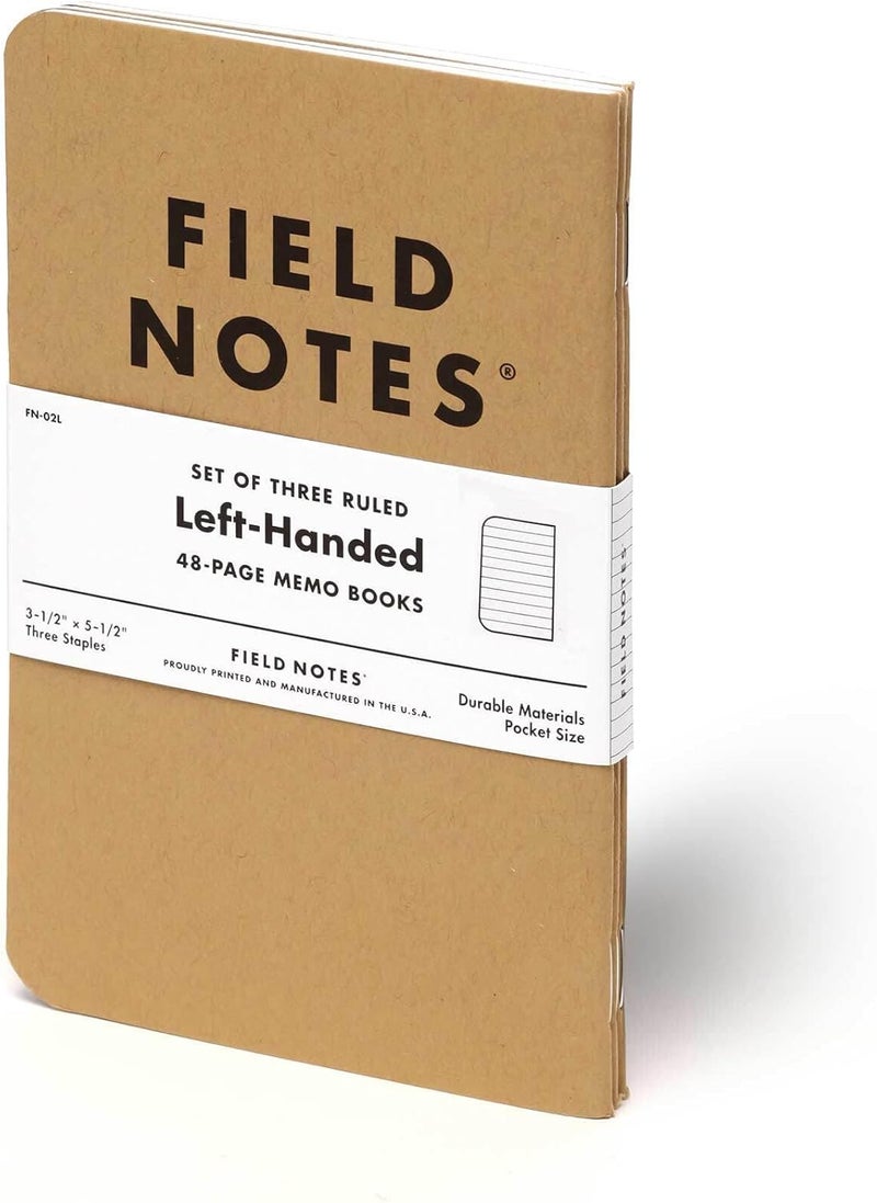 Field Notes : Original Kraft 3-Pack - Left-Handed - Ruled Paper Memo Books - Lined 48 Page Pocket Notebooks - 3.5" x 5.5" - Image 4