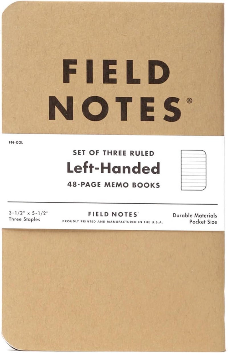Field Notes : Original Kraft 3-Pack - Left-Handed - Ruled Paper Memo Books - Lined 48 Page Pocket Notebooks - 3.5" x 5.5" - Image 3