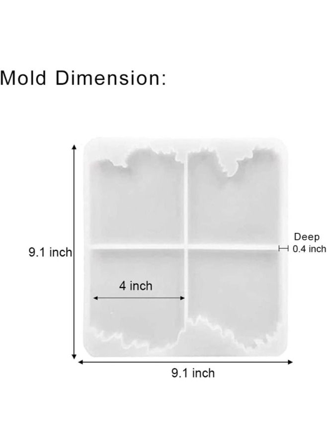 1-Piece Coaster Silicone Mold 4 Sections for Resin Pouring 9.1 x 9.1 In - Image 2