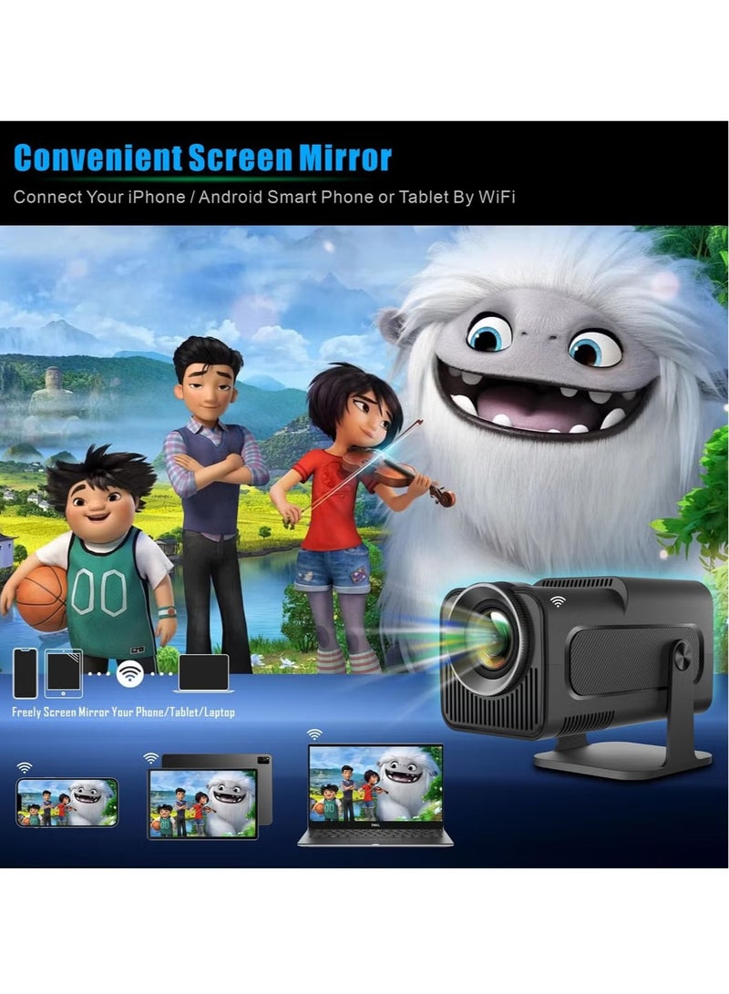 JAJEEK Mini Projector HY320 | 4K FHD 1080P Smart Projector with Auto Keystone & 10000 Lumens | WiFi 6, BT 5.0, 180° Rotation, Built-in Android 11.0, Portable Outdoor Projector | EU Plug  - Image 5