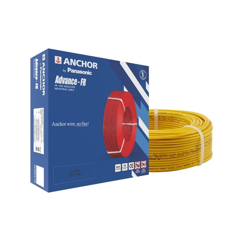 Anchor Anchor by Panasonic Advance FR Electric Wire 25 sq mm PVC Insulated Copper Wire for Home Wiring 90 Meter Electric Wire Cable for Industrial and Domestic Connections Yellow 27415YW 