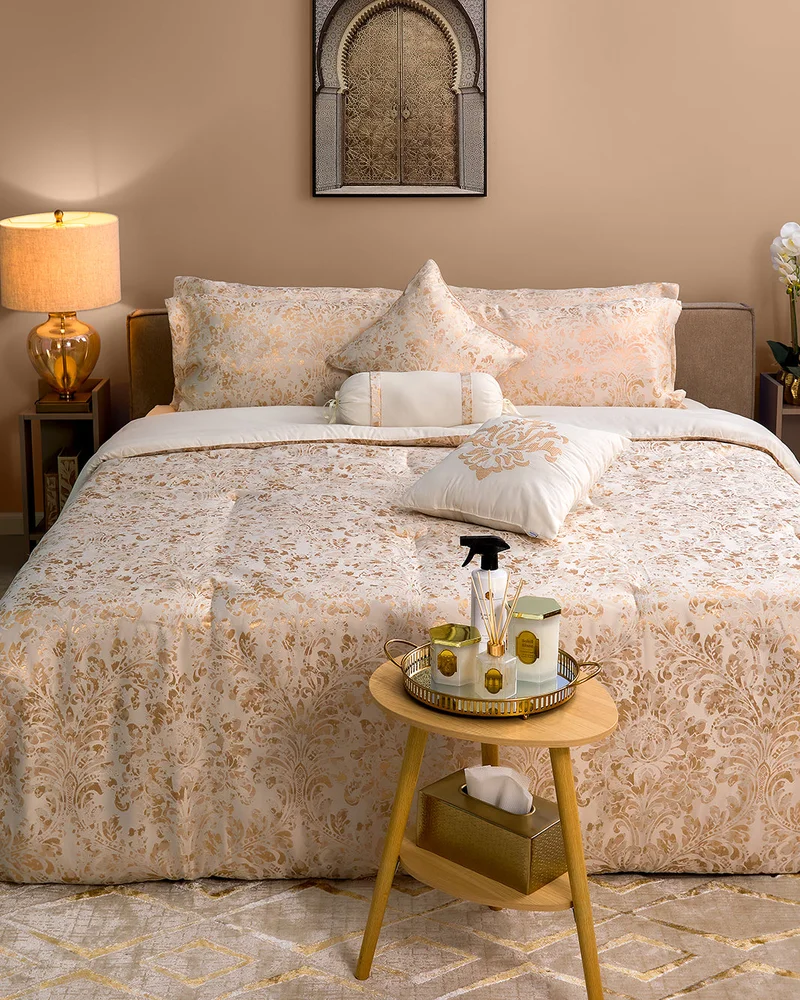REDTAG Gold 7-Piece Floral Jacquard Comforter Set (260 x 240 cm)