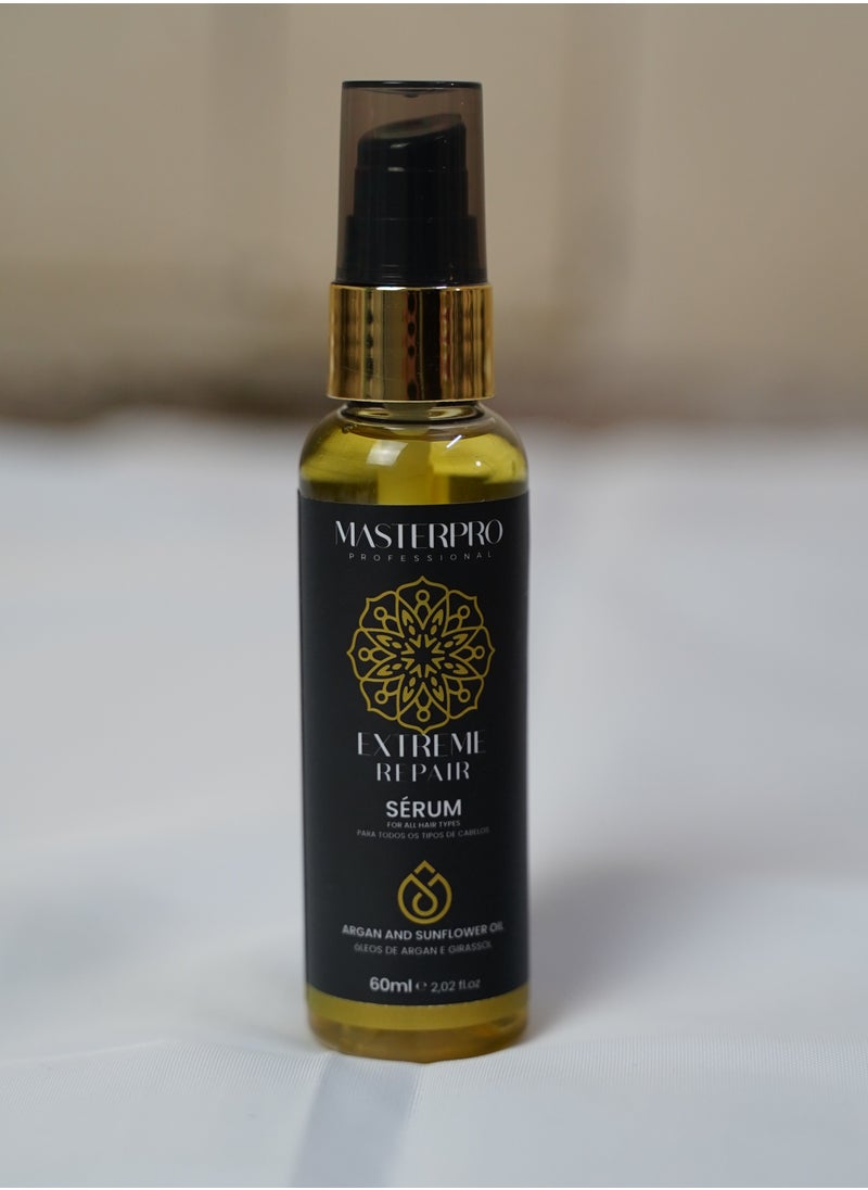 MASTERPRO PROFESSIONAL Hair Serum with Argan Oil and Sunflower Oil Repair for Dry and Damaged Hair Gloss & Shine, Smoothing & Strengthens hair Frizz   and Sulfate Free 60 ML  - Image 2