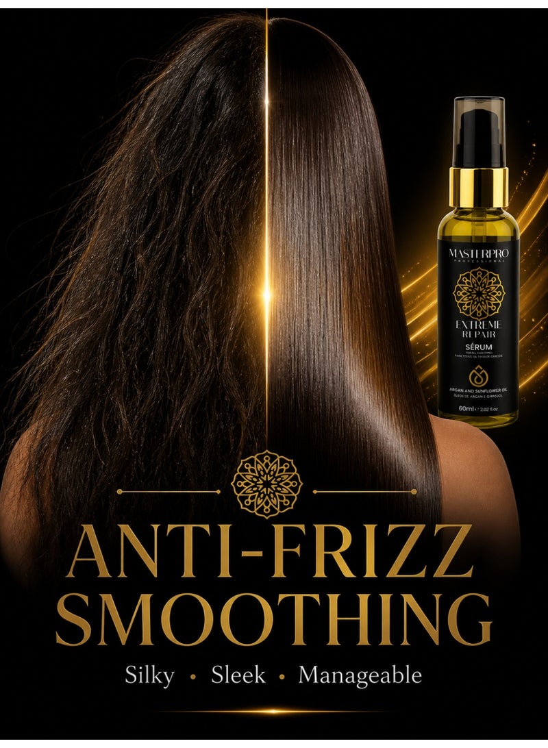 Masterpro Professional - Hair Serum 60ml – Argan Oil & Sunflower Oil, Repair for Dry & Damaged Hair, Anti-Frizz, Smoothing & Shine, Sulfate-Free - Image 4