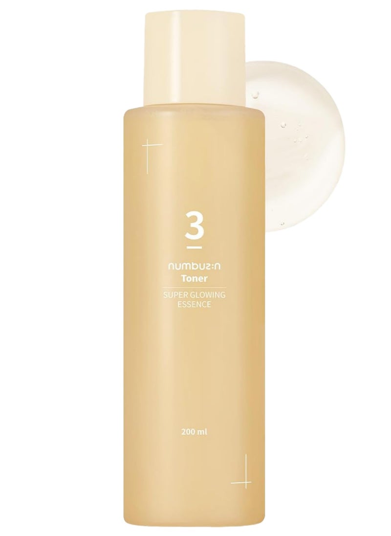 numbuzin Numbuzin No.3 Super Glowing Essence Toner - Radiance-Boosting Toner with Fermented Ingredients, Niacinamide, and Galactomyces for Luminous Skin,Korean Skincare,200ml  - Image 1