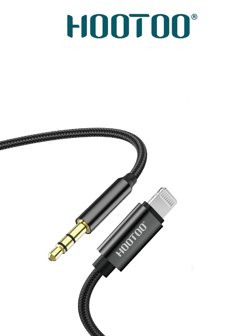 HooToo Original lightning to Aux 1M cable, strong cable for connecting the mobile phone to the car radio, made of cloth, clearer sound transmission.  - Image 1