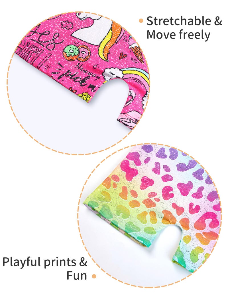 Nokecina Leotard for Girls Gymnastics Size 6-7 Years Old Shiny Hotpink Cartoon Biketard 2 Pack Athletic Unitards - Image 5