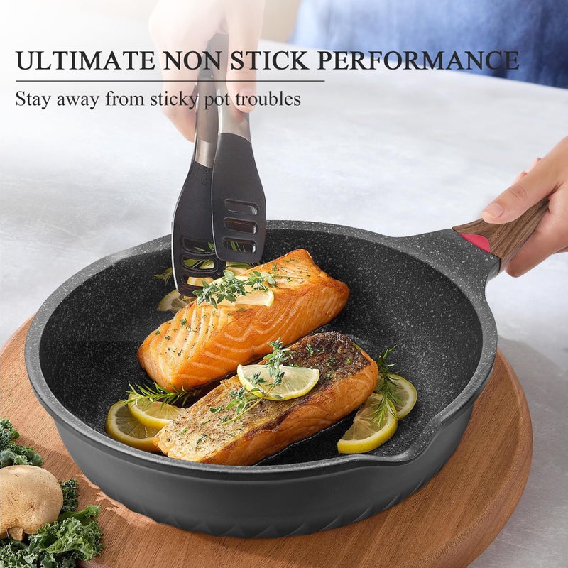 Vinchef Pots and Pans Set, 12pcs Nonstick Induction Kitchen Cookware Sets with Stay-Cool Handles, Frying Pans and Saute Pan with Lid, Silicone Cooking Utensil Sets and Pot Protectors, PFAS, PFOA Free - Image 5