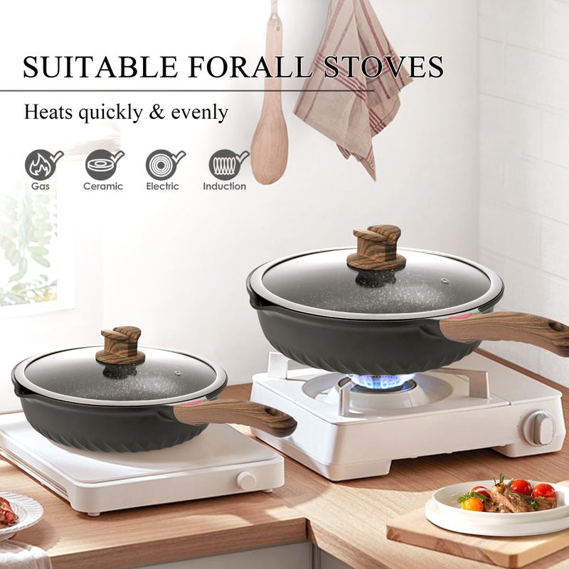 Vinchef Pots and Pans Set, 12pcs Nonstick Induction Kitchen Cookware Sets with Stay-Cool Handles, Frying Pans and Saute Pan with Lid, Silicone Cooking Utensil Sets and Pot Protectors, PFAS, PFOA Free - Image 4