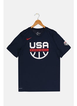 Nike Kids Boy Dri Fit Short Sleeves USA Basketball T-shirt, Dark Navy  - Image 1