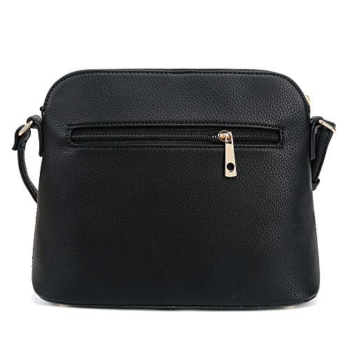 SG SUGU Lunar Lightweight Medium Dome Crossbody Bag Shoulder Bag with Double Tassels | Zipper Pocket | Adjustable Strap|Black/White - Image 2