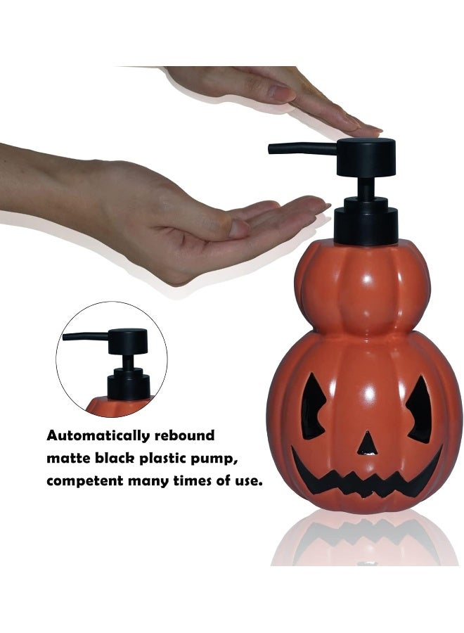 CAAHANJIA CAAHANJIA Pumpkin Soap Dispenser: Halloween Lotion Dispenser, Refillable Liquid Hand Soap Dispenser for Bathroom, Kitchen Sink - Orange  - Image 2