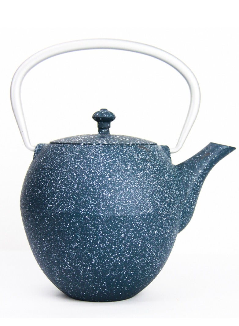 Tealand Durable Cast Iron Teapot with Stainless Steel Infuser for Loose Leaf and Tea Bags 1.1 Liters Blue  - Image 1