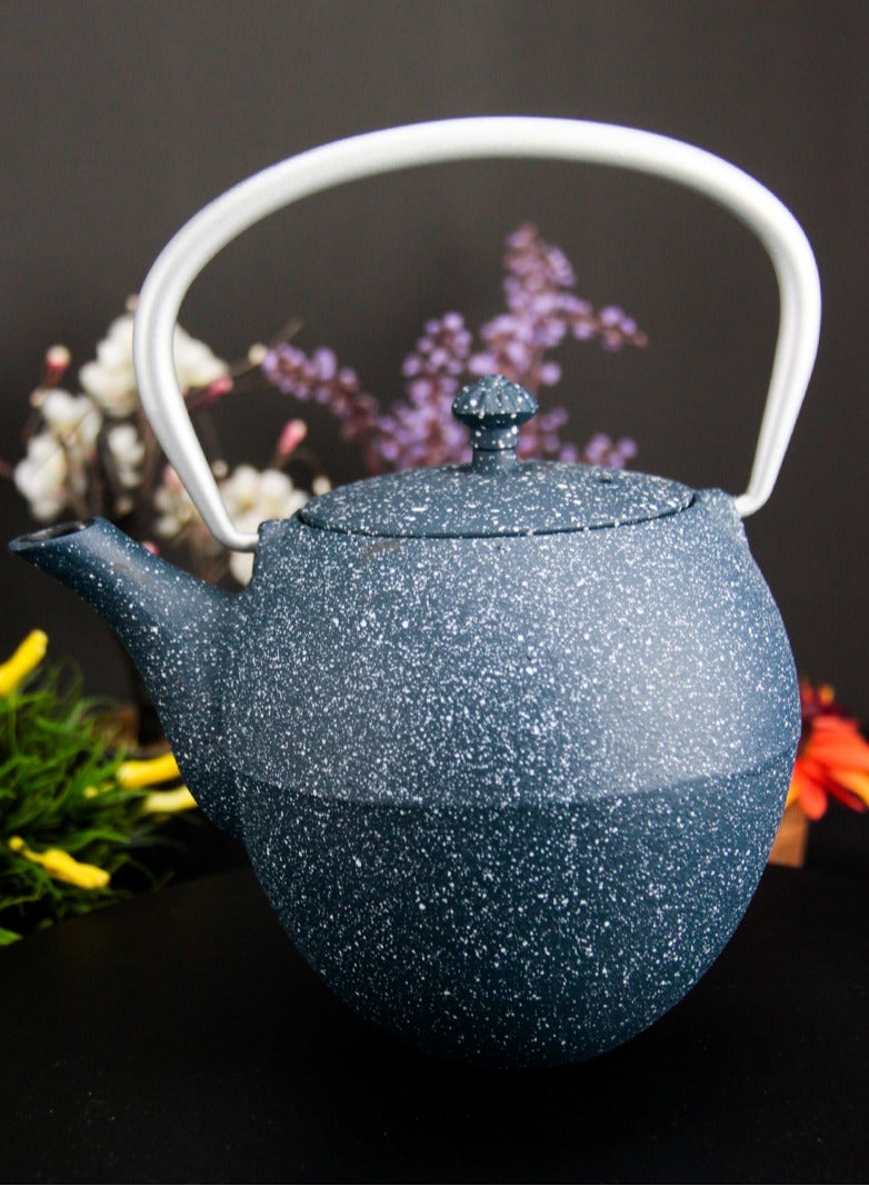 Tealand Durable Cast Iron Teapot with Stainless Steel Infuser for Loose Leaf and Tea Bags 1.1 Liters Blue  - Image 3