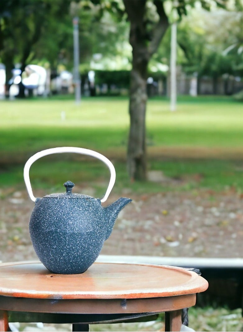 Tealand Durable Cast Iron Teapot with Stainless Steel Infuser for Loose Leaf and Tea Bags 1.1 Liters Blue  - Image 5