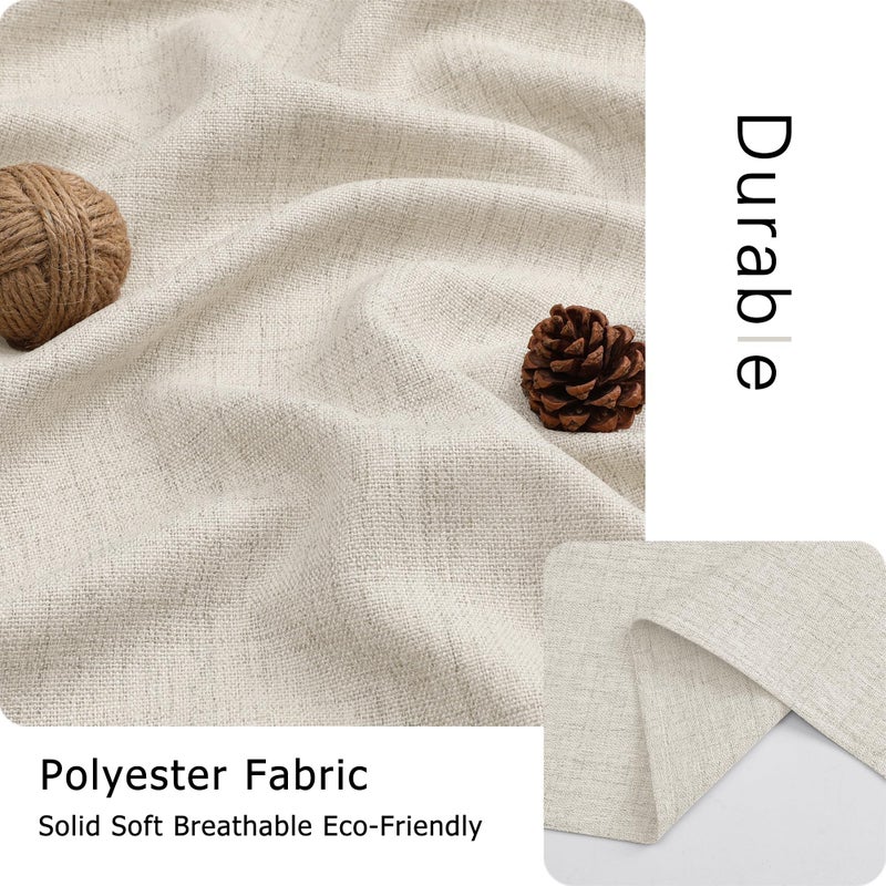 Lecloud Natural Valance for Window 12 Inch Length, Light Filtering Faux Linen Textured Soft Kitchen Curtains, Airy Short Drapes with Rod Pockets for Bathroom Basement Farmhouse, 60" W x 12" L 1 Panel - Image 4