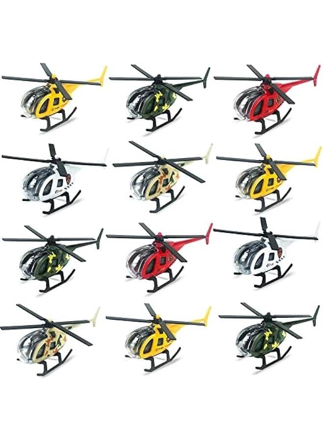 Diecast Helicopters, 12 Pack Military Model Plane Helicopter Toy for Boys 3 4 5 6 7 Year Old, Airplane Vehicles Gift for Toddler Kids 3-8 Years Old Birthday Party Favors  Cake Toppers  - Image 1