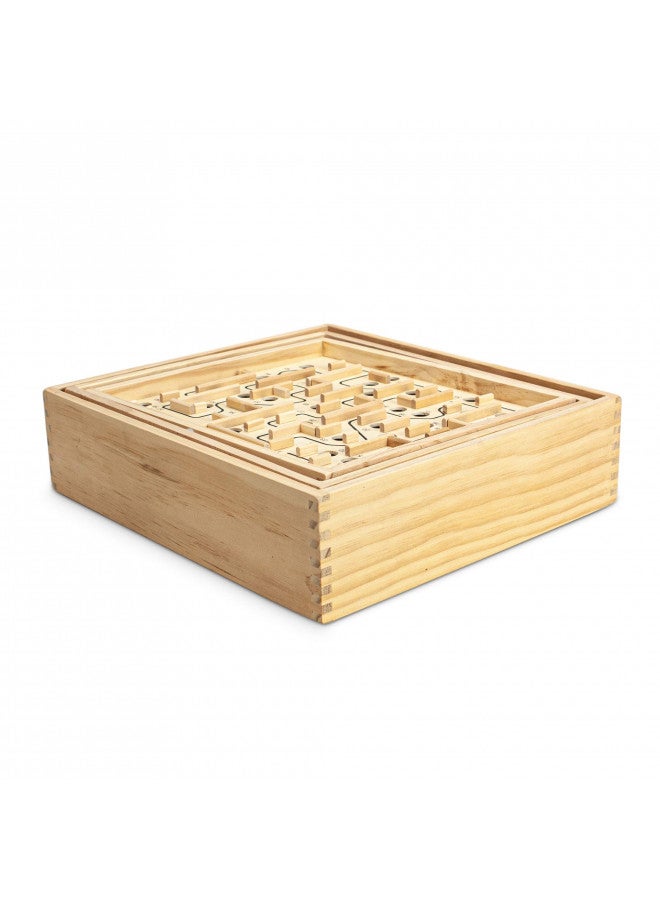 STERLING Games Large Wooden Labyrinth 13.5" x 13" Marble Ball Tilt Maze Wood Game with 60 Waypoints for 6 Years and Up - Image 5