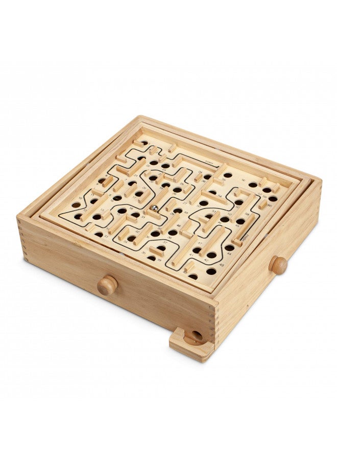 STERLING Games Large Wooden Labyrinth 13.5" x 13" Marble Ball Tilt Maze Wood Game with 60 Waypoints for 6 Years and Up - Image 4