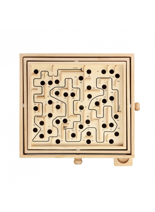 STERLING Games Large Wooden Labyrinth 13.5" x 13" Marble Ball Tilt Maze Wood Game with 60 Waypoints for 6 Years and Up - Image 2