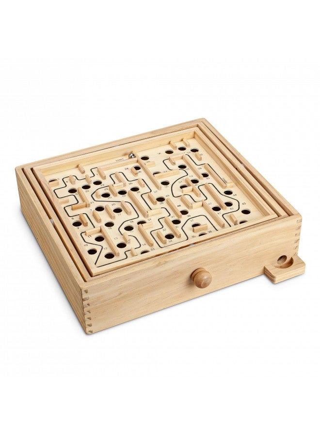 STERLING Games Large Wooden Labyrinth 13.5" x 13" Marble Ball Tilt Maze Wood Game with 60 Waypoints for 6 Years and Up - Image 3