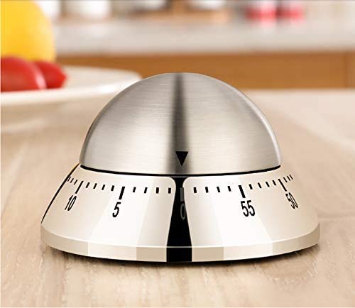 Primetan Kitchen Timer Cute Manual Stainless Steel Metal Mechanical Visual Countdown Cooking Timer with Loud Alarm for Kitchen Cooking Baking Sports Kids Saucer Timer - Image 1