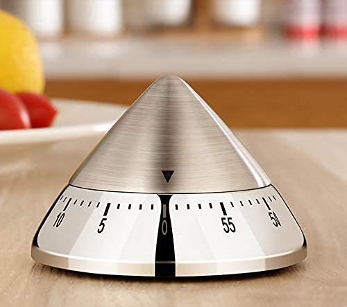 Primetan Kitchen Timer Cute Manual Stainless Steel Metal Mechanical Visual Countdown Cooking Timer with Loud Alarm for Kitchen Cooking Baking Sports Kids Saucer Timer - Image 2