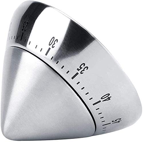 Primetan Kitchen Timer Cute Manual Stainless Steel Metal Mechanical Visual Countdown Cooking Timer with Loud Alarm for Kitchen Cooking Baking Sports Kids Saucer Timer - Image 3