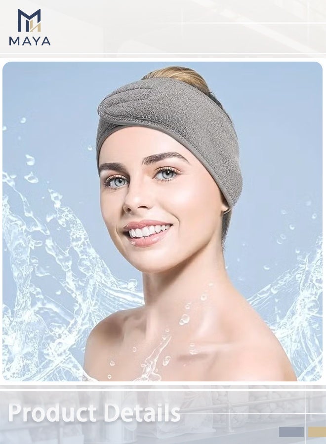 مايا ربطة شعر مزدوجة الجوانب مع قطعة قماش لغسل الوجه وإزالة المكياج، ربطة شعر نسائية للرياضة واليوغا (3 قطع) - Image 4