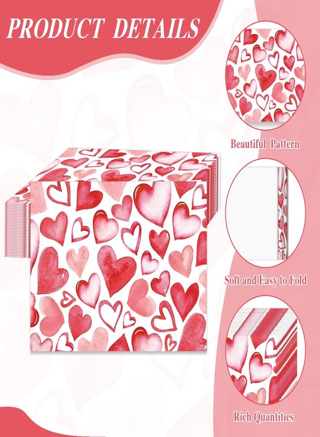 KOPOOEOE 50Pcs Valentine's Day Paper Placemats - Watercolor Red Pink Heart Design, Disposable Table Mats Valentine's Day Tableware Set for Wedding Anniversary Decor - Image 3