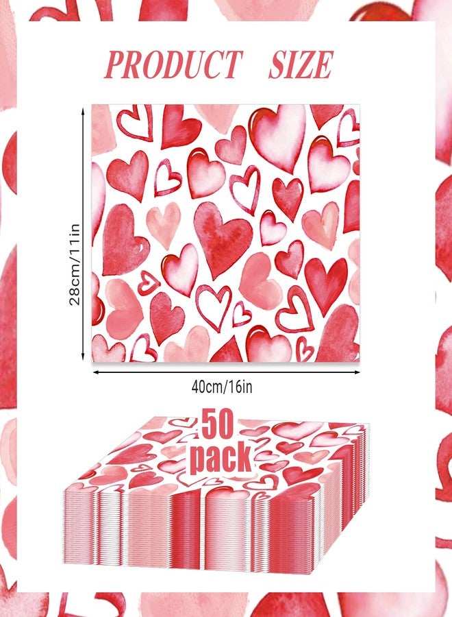 KOPOOEOE 50Pcs Valentine's Day Paper Placemats - Watercolor Red Pink Heart Design, Disposable Table Mats Valentine's Day Tableware Set for Wedding Anniversary Decor - Image 2
