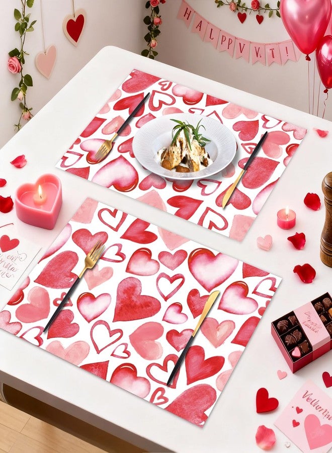 KOPOOEOE 50Pcs Valentine's Day Paper Placemats - Watercolor Red Pink Heart Design, Disposable Table Mats Valentine's Day Tableware Set for Wedding Anniversary Decor - Image 5