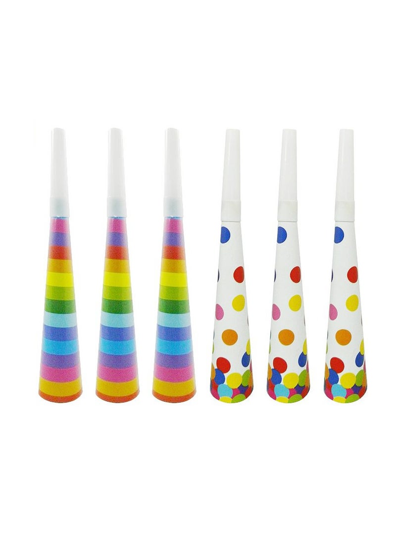 PARTY FUN 7.5-Inch Party Horns with Paper 6pcs, Bring Festive Cheers to Your Celebrations - Image 1