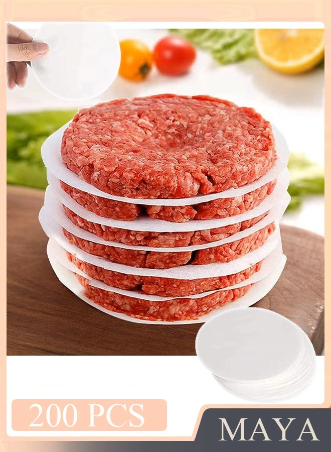 200pcs Burger Patty Paper Rounds for 4/4.5 Inch Burger Press Baking Parchment Round Hamburger Patty Paper Sheet for Separating Burger Patty Cookies and More - Image 1