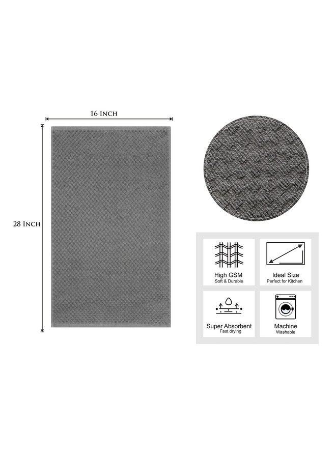 COTTON CRAFT Amazing Kitchen Towels - Set of 8 Terry Towel - 100% Cotton Euro Café Waffle Weave Dish Towel Set - Soft Absorbent Quick Dry Low Lint Reusable Pantry Bar Cleaning Cloth - 16x28 - Charcoal - Image 2
