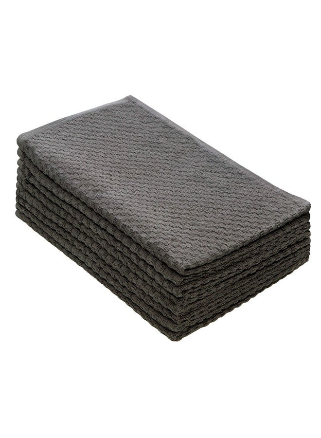 COTTON CRAFT Amazing Kitchen Towels - Set of 8 Terry Towel - 100% Cotton Euro Café Waffle Weave Dish Towel Set - Soft Absorbent Quick Dry Low Lint Reusable Pantry Bar Cleaning Cloth - 16x28 - Charcoal - Image 1